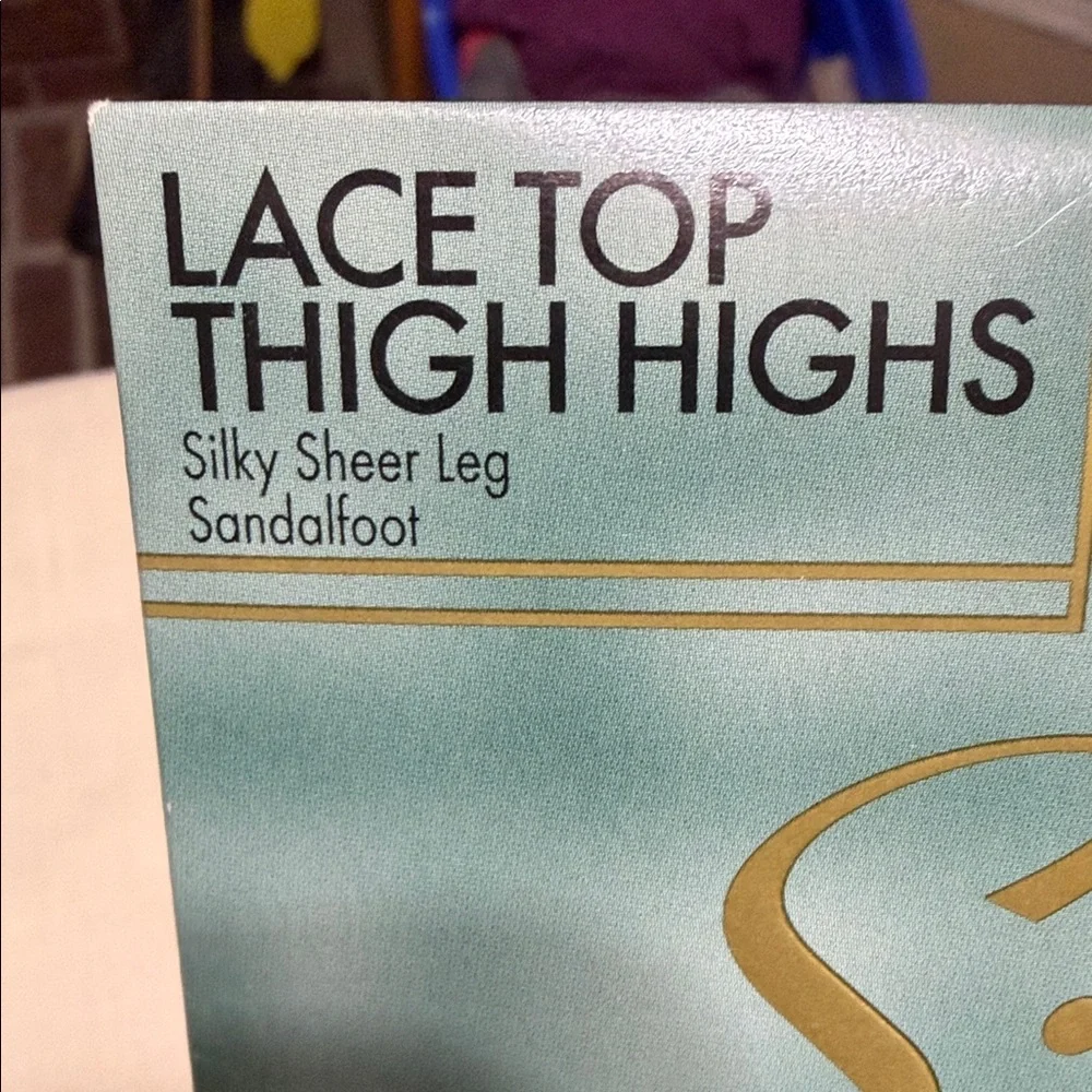 Silky Fit Lace Top Thigh Highs in Bare Beige, NWT, OSFA